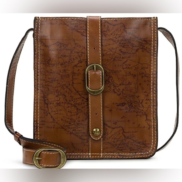 Patricia Nash Signature Map Venenzia Brown Leather Pouch Crossbody Bag - Picture 2 of 13